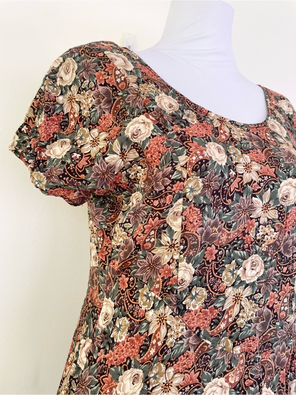 Vintage 80s 90s Floral Midi Summer Dress M Medium Whimsigoth Practical Magic - Picture 4 of 8